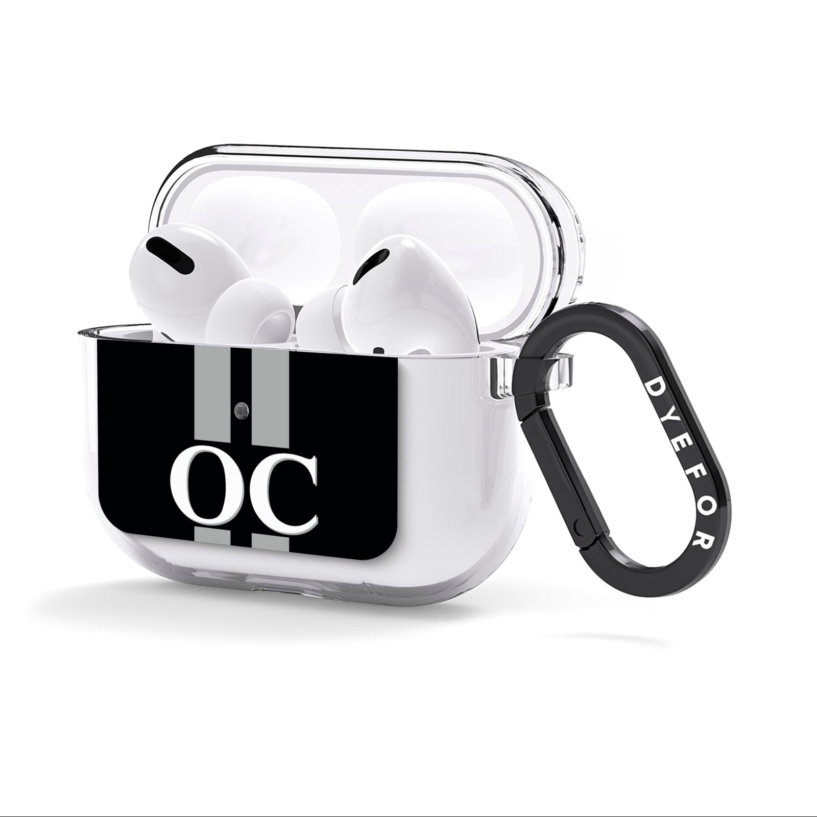 Black Personalised Initials AirPods Clear Case 3rd Gen Side Image