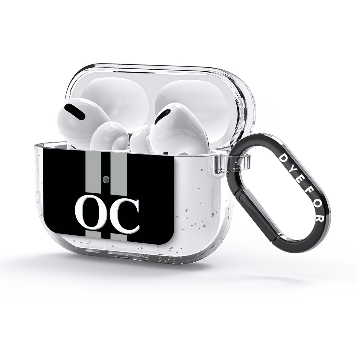 Black Personalised Initials AirPods Glitter Case 3rd Gen Side Image