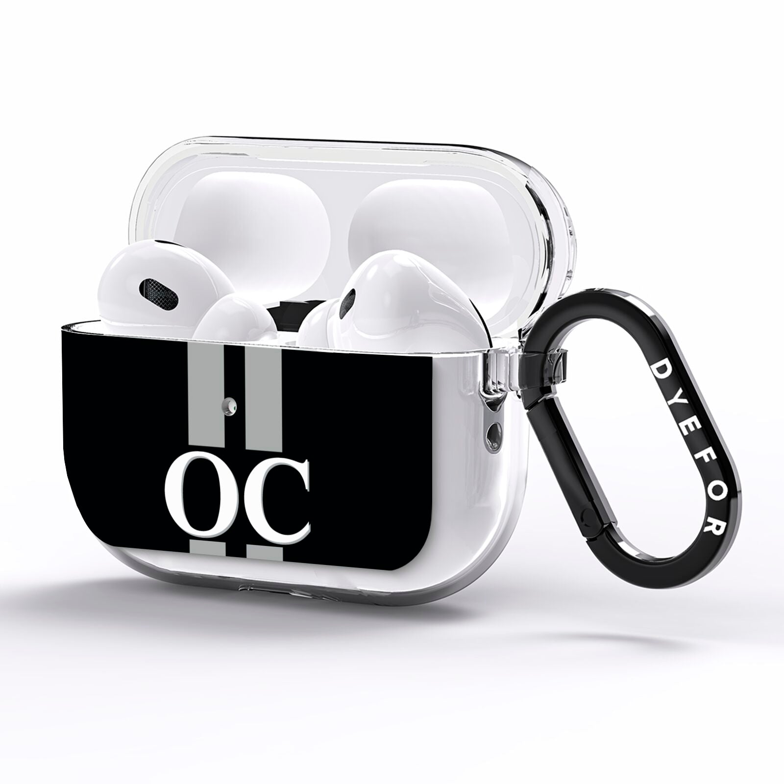 Black Personalised Initials AirPods Pro Clear Case Side Image