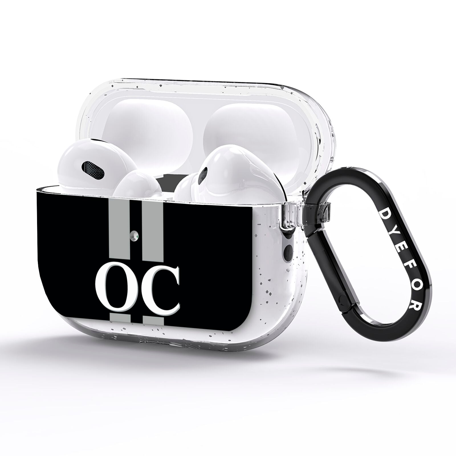 Black Personalised Initials AirPods Pro Glitter Case Side Image