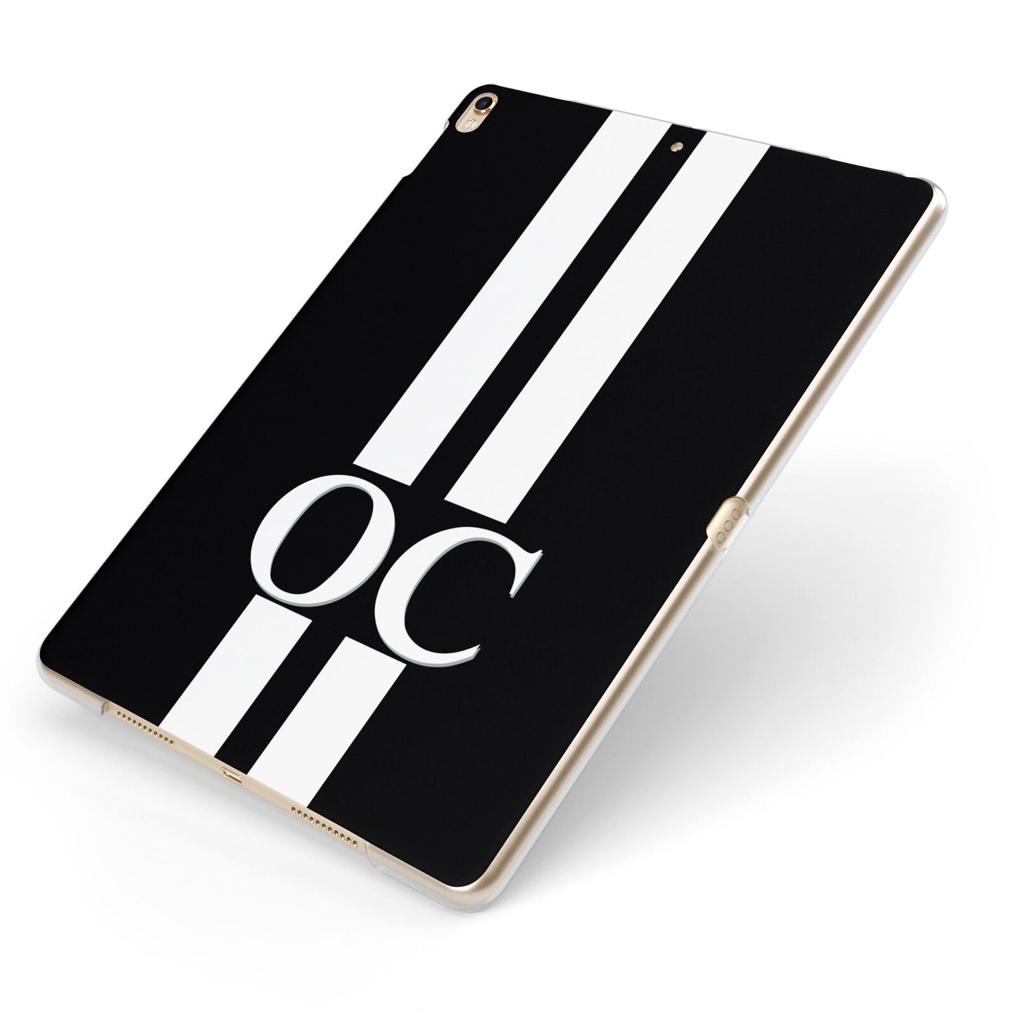 Black Personalised Initials Apple iPad Case on Gold iPad Side View