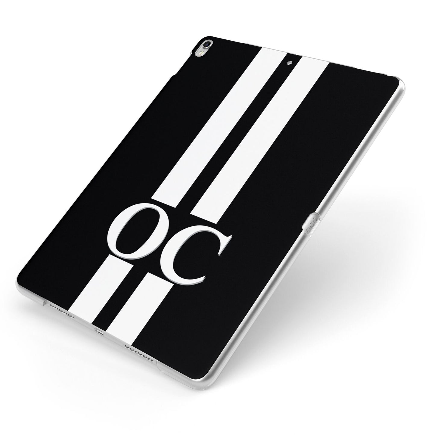 Black Personalised Initials Apple iPad Case on Silver iPad Side View