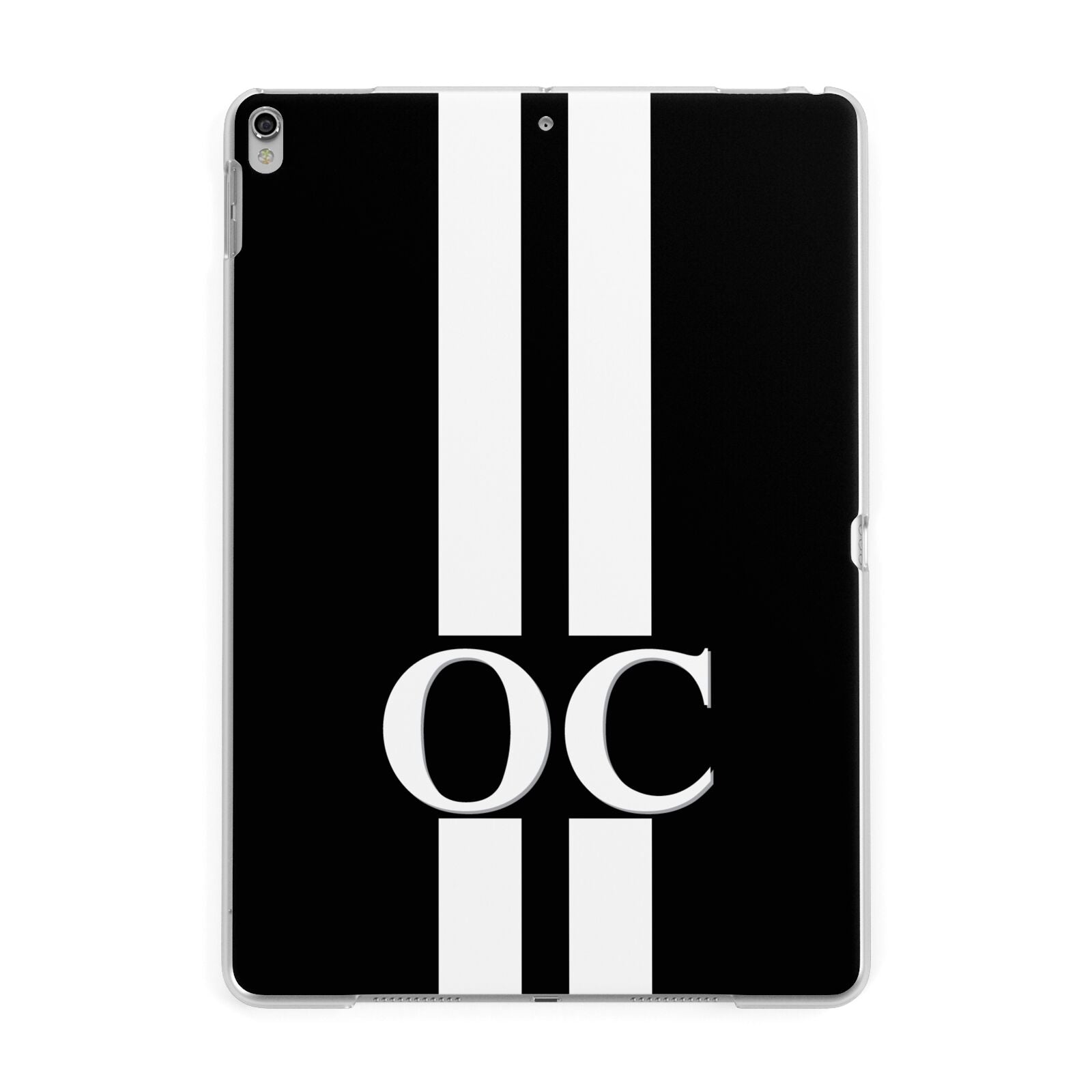 Black Personalised Initials Apple iPad Silver Case