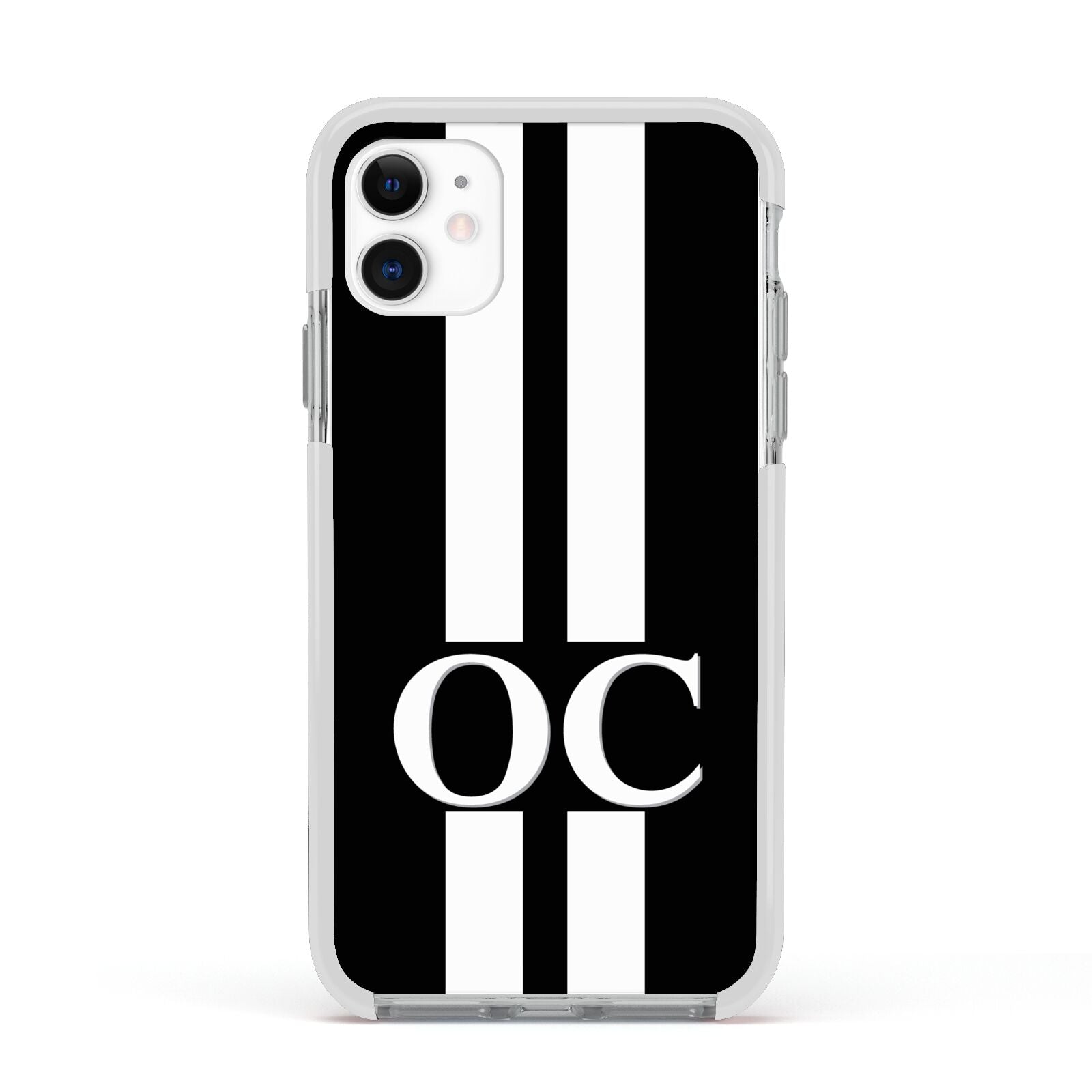 Black Personalised Initials Apple iPhone 11 in White with White Impact Case