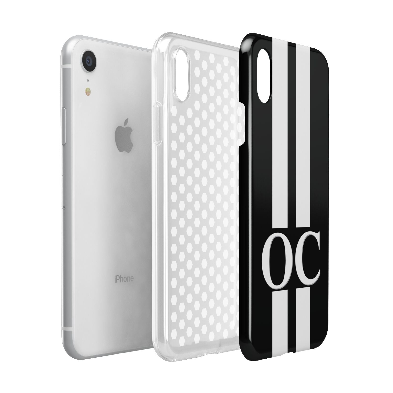 Black Personalised Initials Apple iPhone XR White 3D Tough Case Expanded view