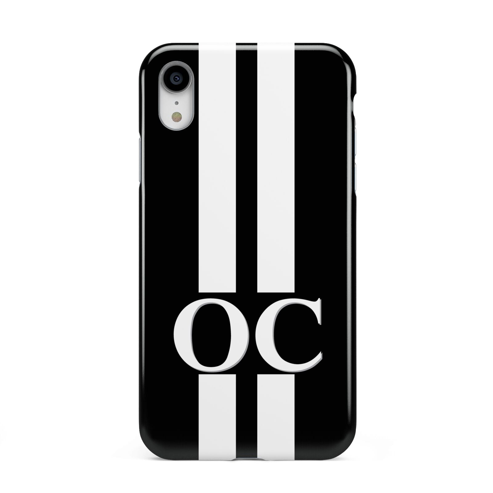 Black Personalised Initials Apple iPhone XR White 3D Tough Case