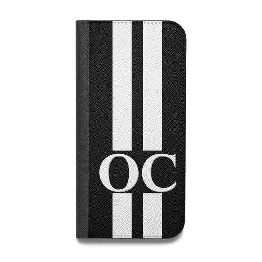 Black Personalised Initials Vegan Leather Flip iPhone Case