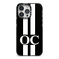 Black Personalised Initials iPhone 14 Pro Max Black Impact Case on Silver phone