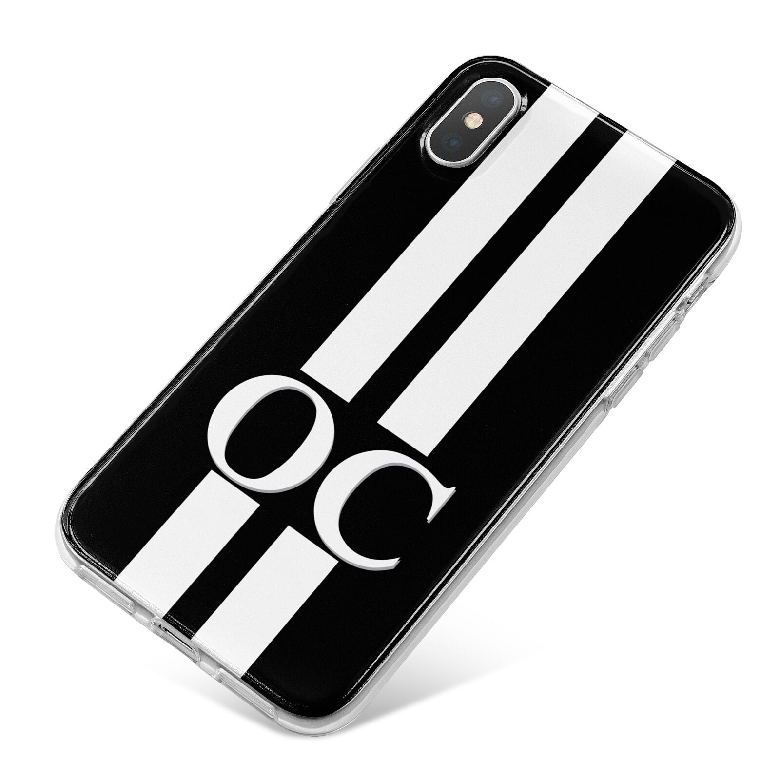 Black Personalised Initials iPhone X Bumper Case on Silver iPhone