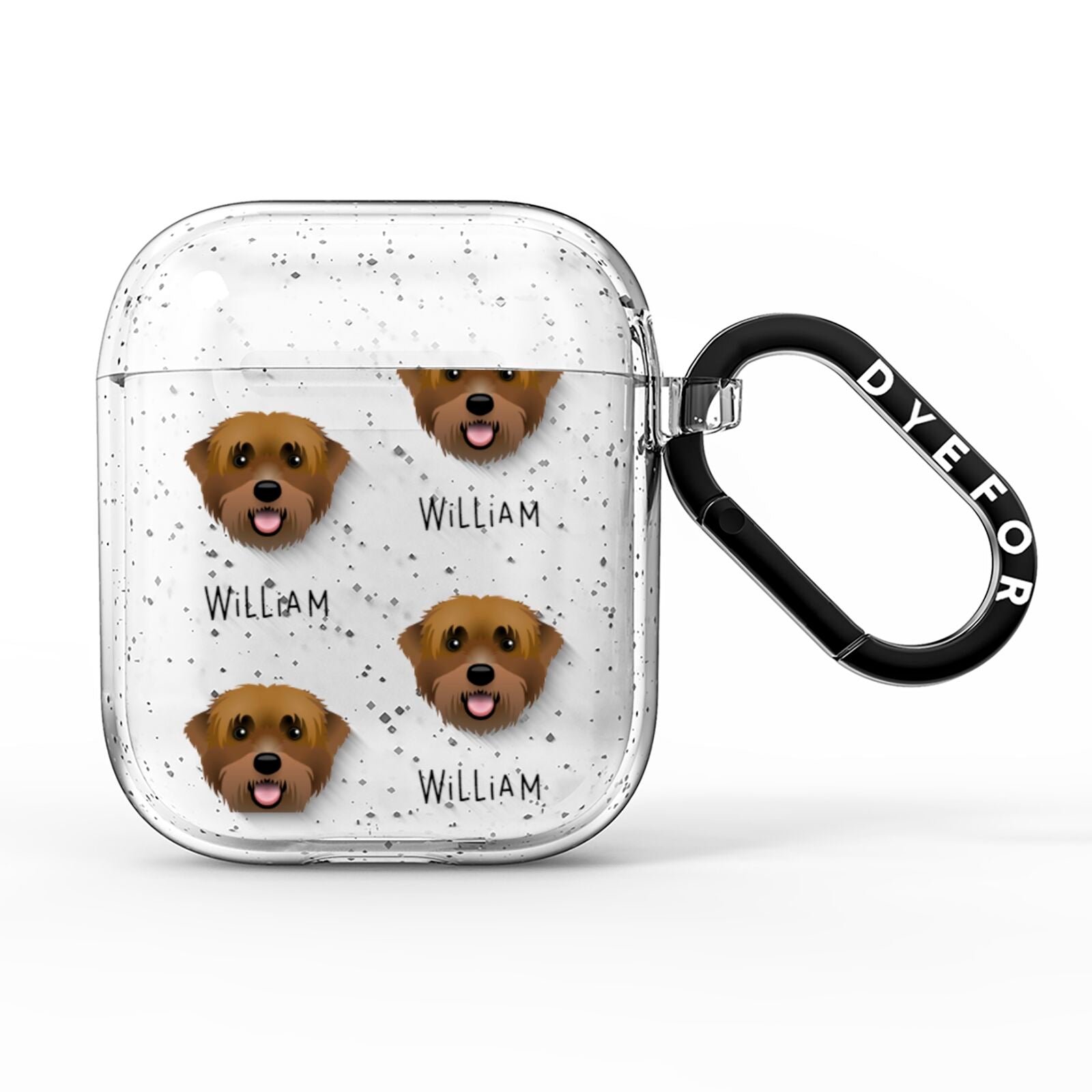 Black Russian Terrier Icon with Name AirPods Glitter Case