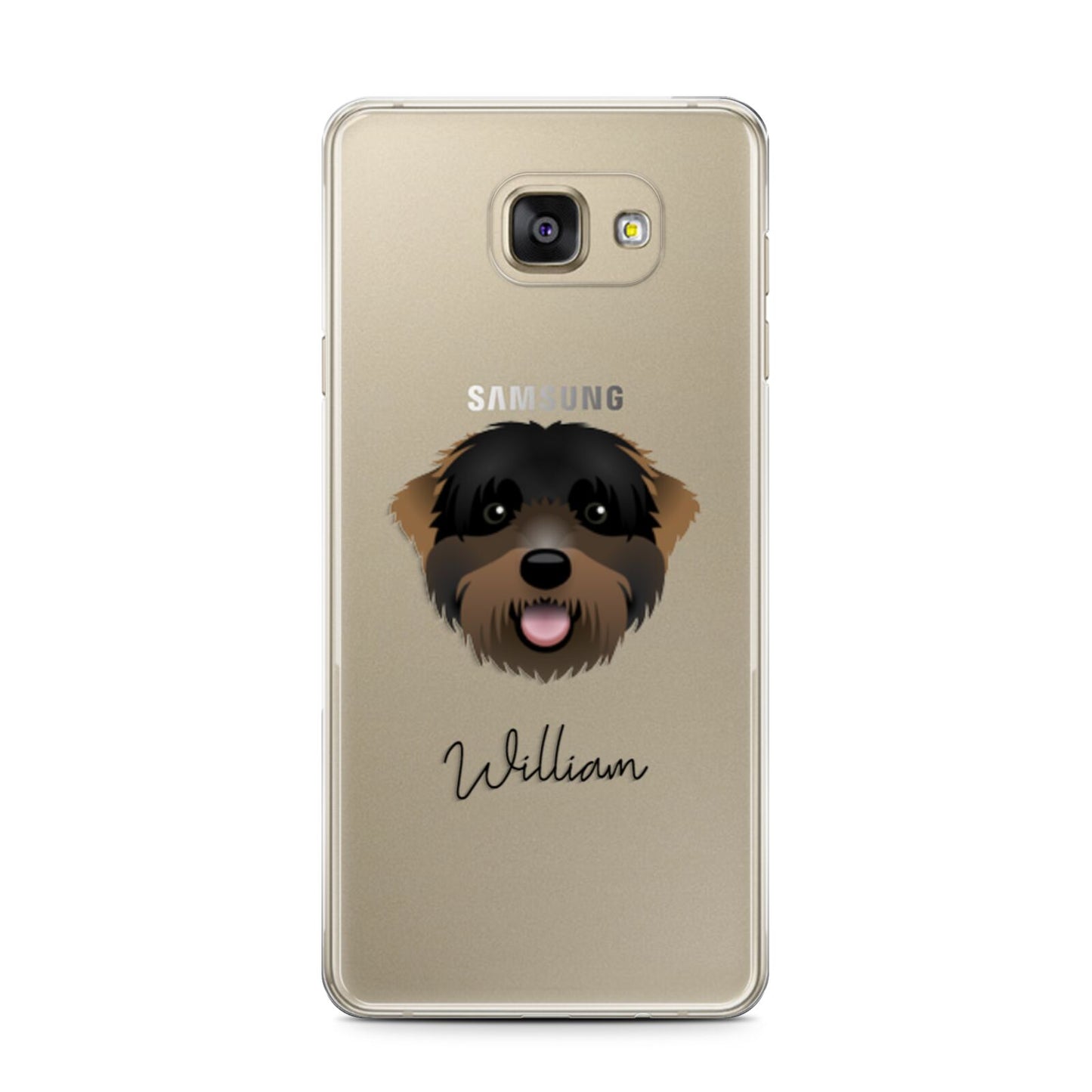 Black Russian Terrier Personalised Samsung Galaxy A7 2016 Case on gold phone
