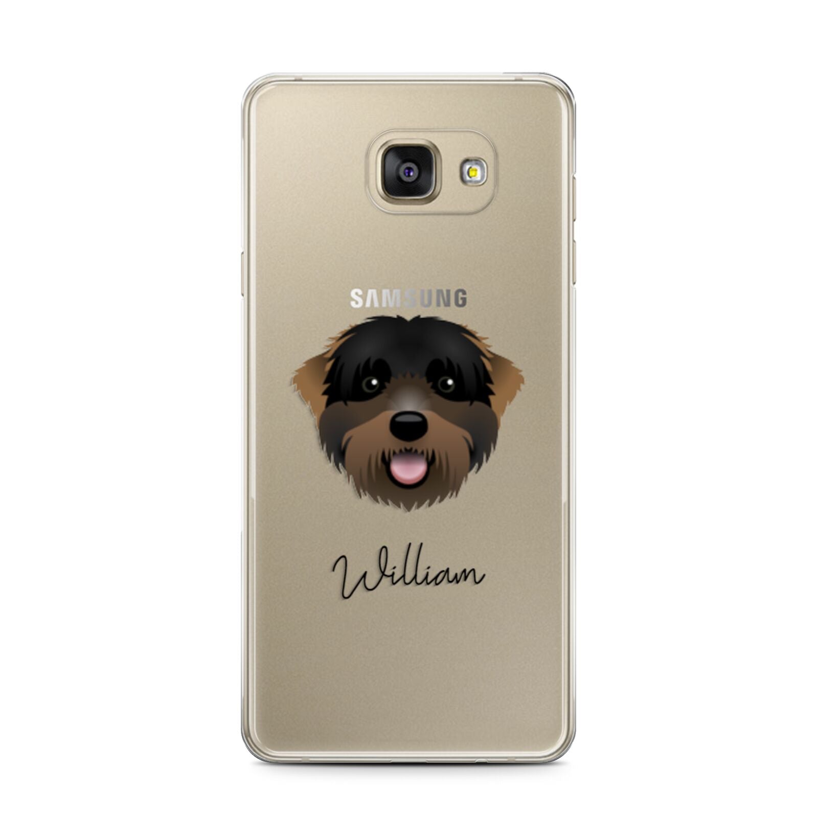 Black Russian Terrier Personalised Samsung Galaxy A7 2016 Case on gold phone