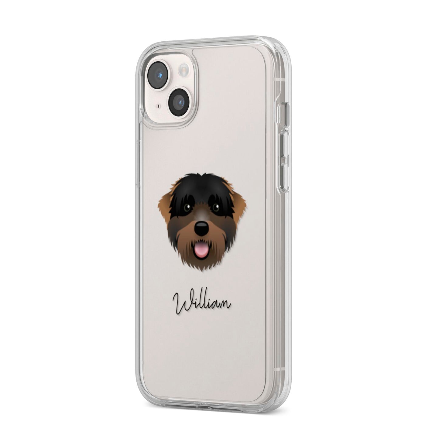 Black Russian Terrier Personalised iPhone 14 Plus Clear Tough Case Starlight Angled Image