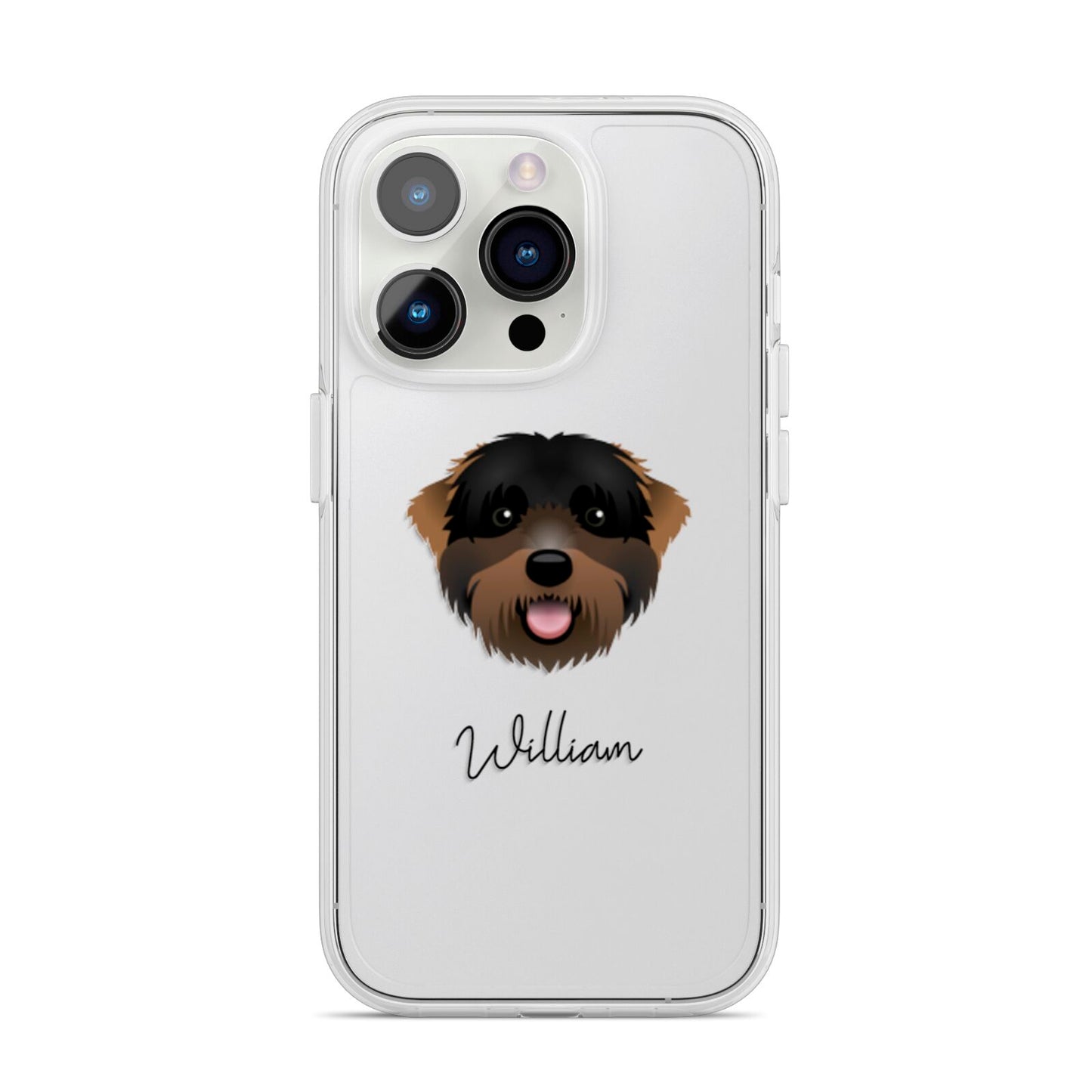 Black Russian Terrier Personalised iPhone 14 Pro Clear Tough Case Silver