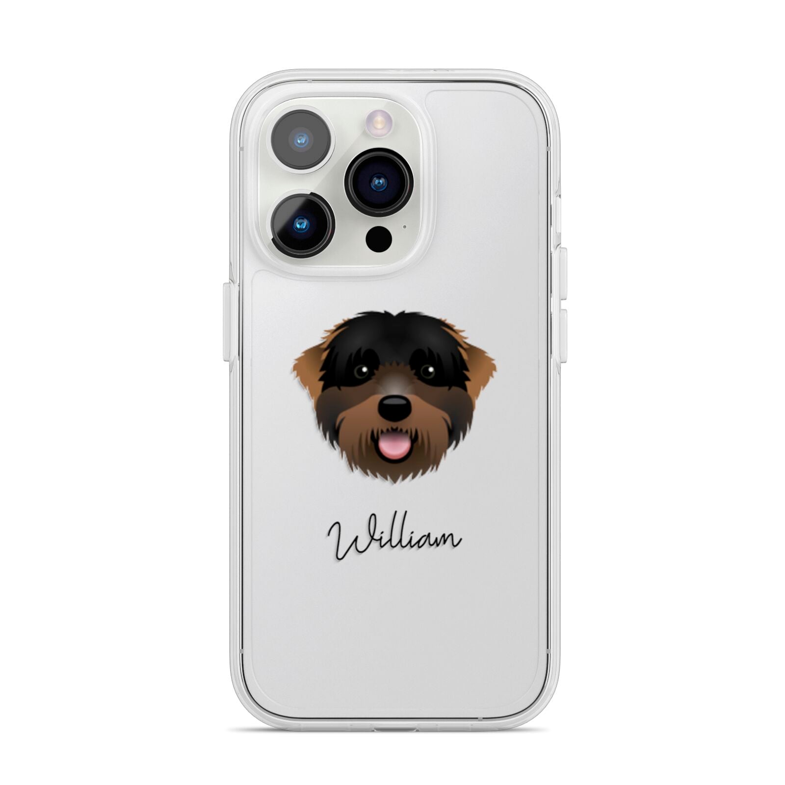 Black Russian Terrier Personalised iPhone 14 Pro Clear Tough Case Silver
