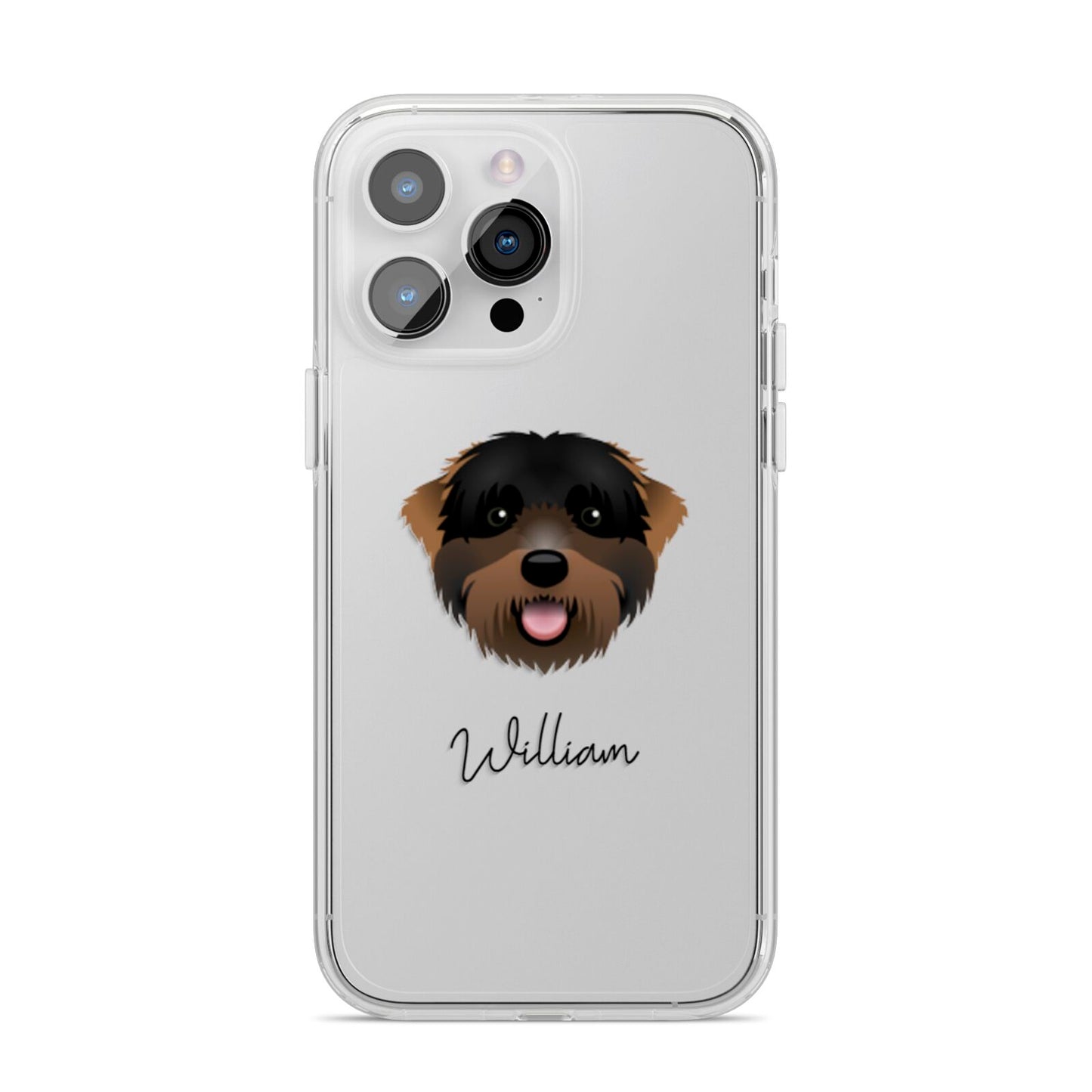 Black Russian Terrier Personalised iPhone 14 Pro Max Clear Tough Case Silver