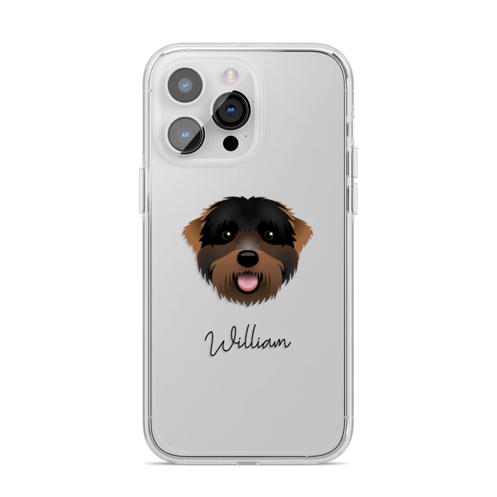 Black Russian Terrier Personalised iPhone 14 Pro Max Clear Tough Case Silver