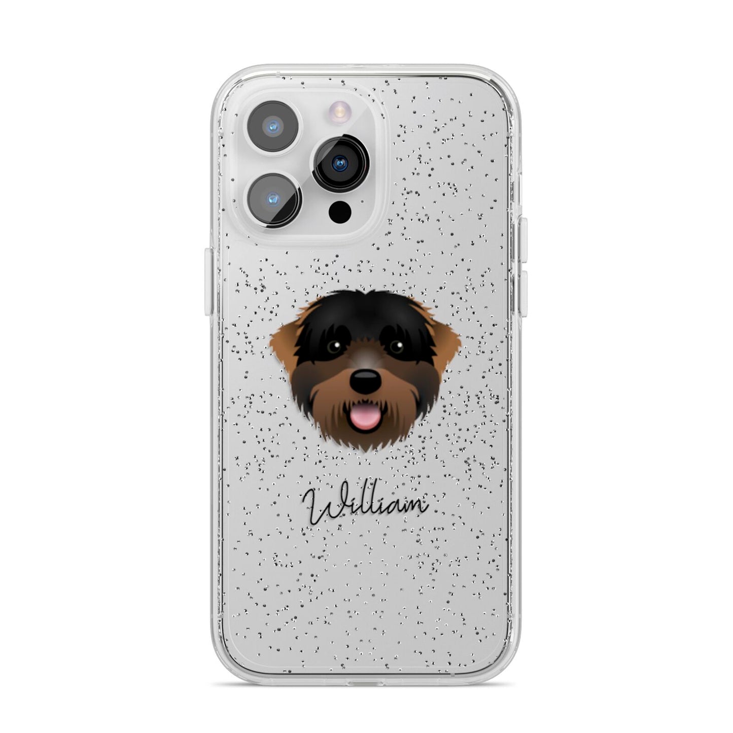 Black Russian Terrier Personalised iPhone 14 Pro Max Glitter Tough Case Silver