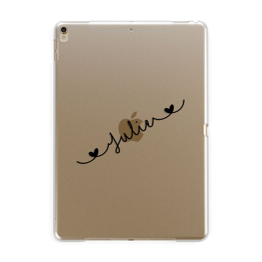 Black Sloped Handwritten Name Apple iPad Gold Case
