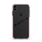 Black Sloped Handwritten Name Apple iPhone Xs Max Impact Case Pink Edge on Black Phone