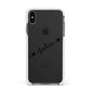 Black Sloped Handwritten Name Apple iPhone Xs Max Impact Case White Edge on Black Phone