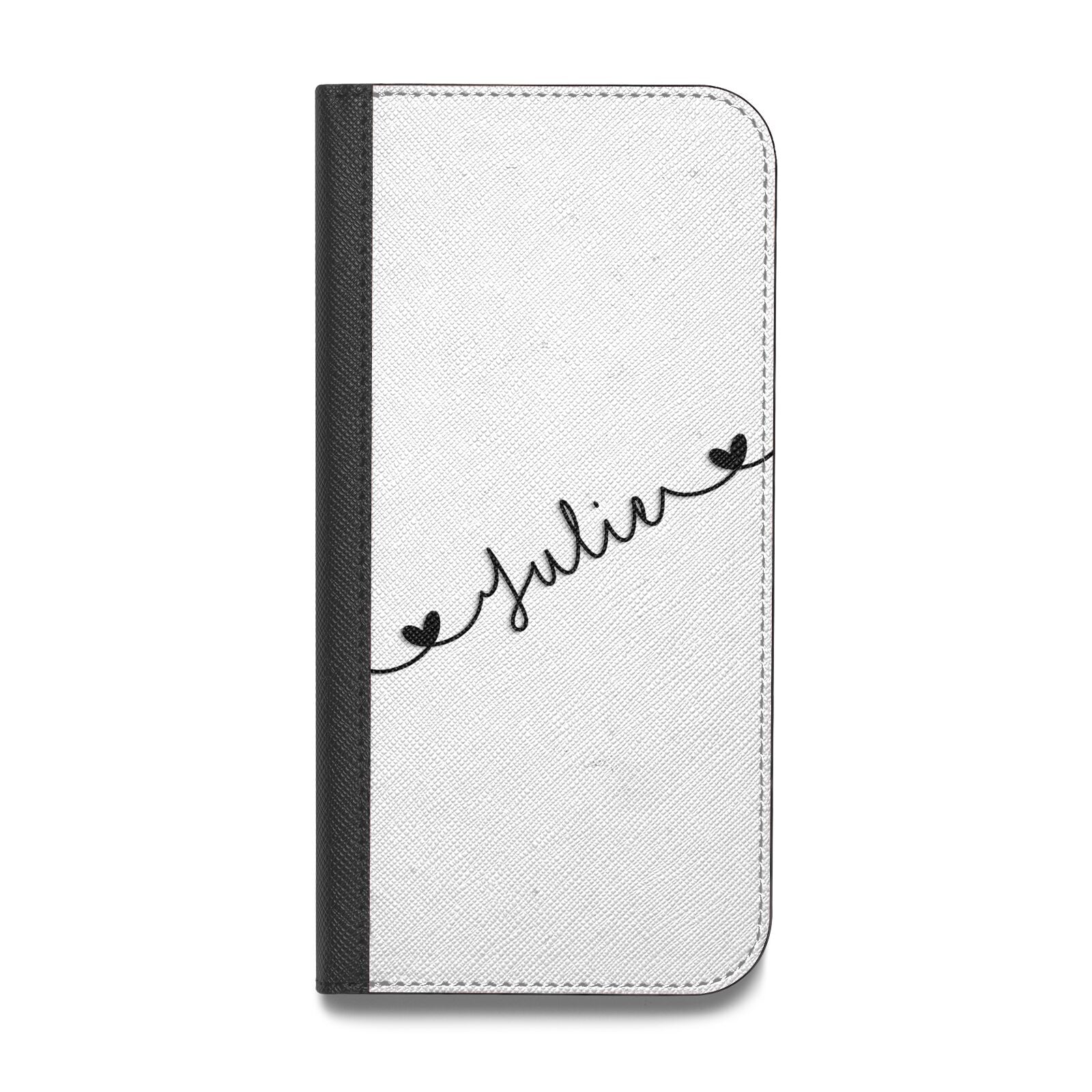 Black Sloped Handwritten Name Vegan Leather Flip Samsung Case