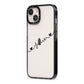 Black Sloped Handwritten Name iPhone 13 Black Impact Case Side Angle on Silver phone