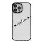 Black Sloped Handwritten Name iPhone 13 Pro Max Black Impact Case on Silver phone