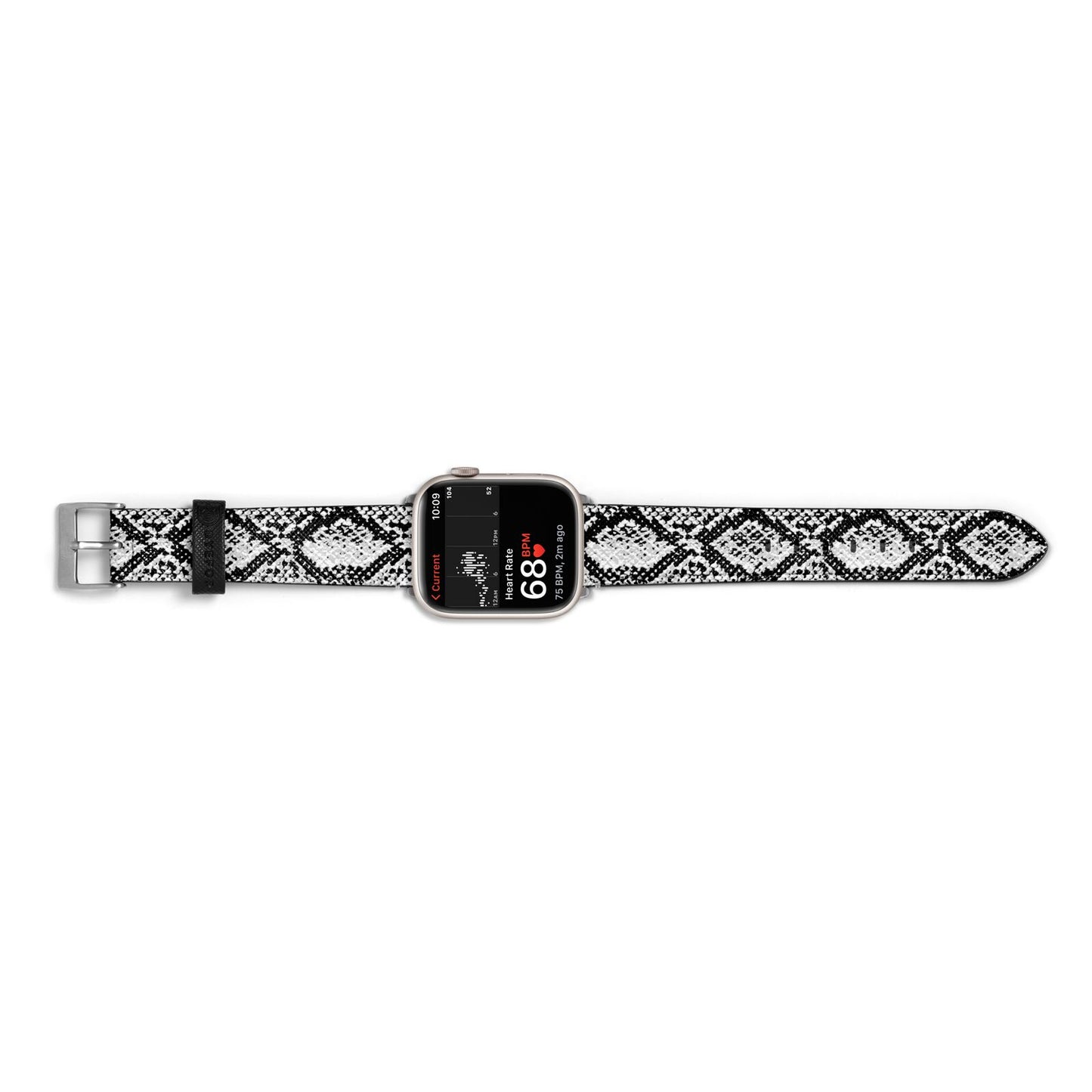 Black Snakeskin Apple Watch Strap Size 38mm Landscape Image Silver Hardware