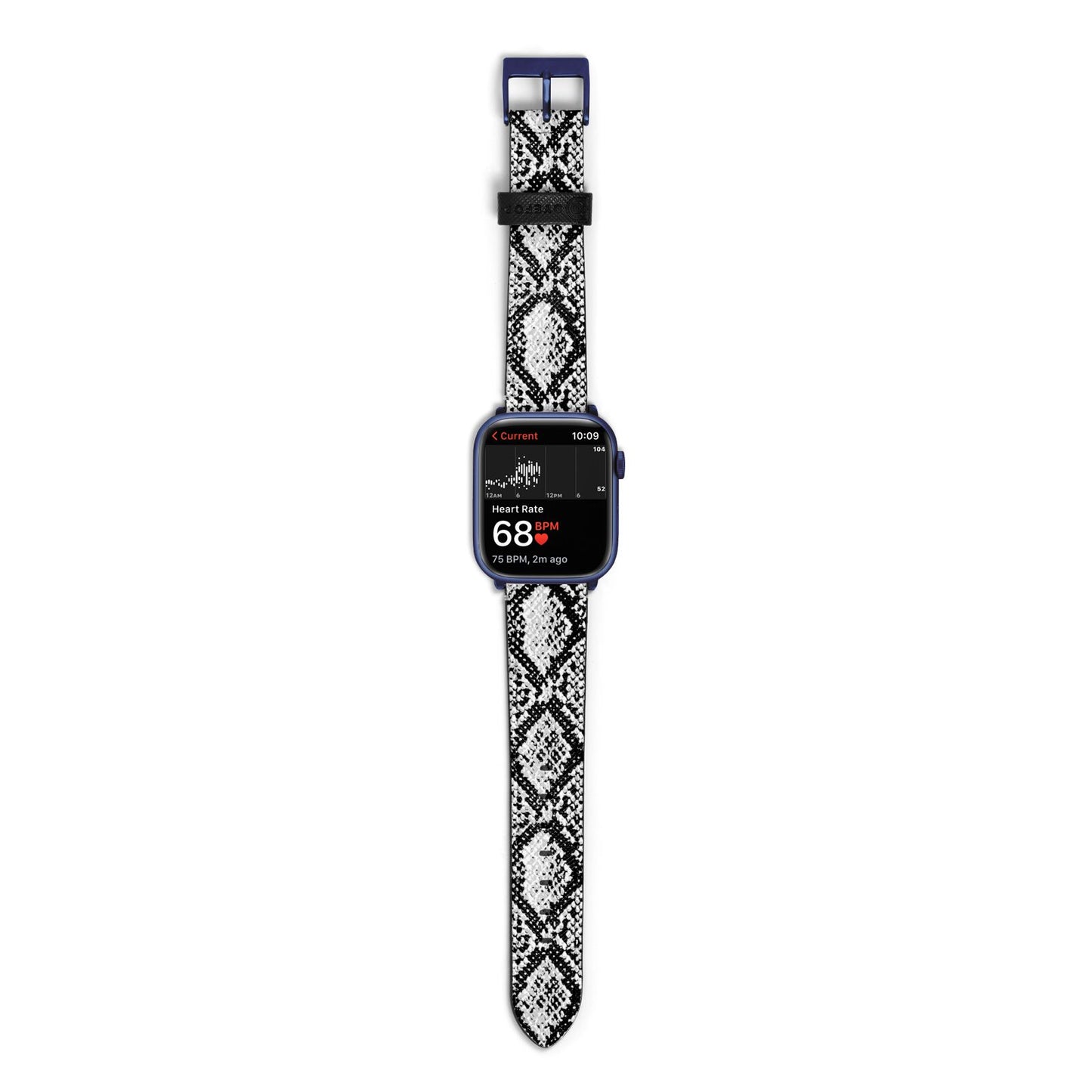 Black Snakeskin Apple Watch Strap Size 38mm with Blue Hardware