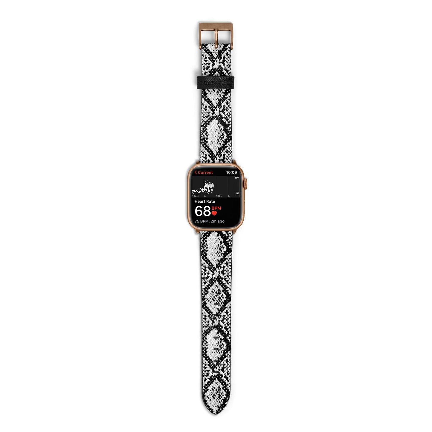 Black Snakeskin Apple Watch Strap Size 38mm with Gold Hardware