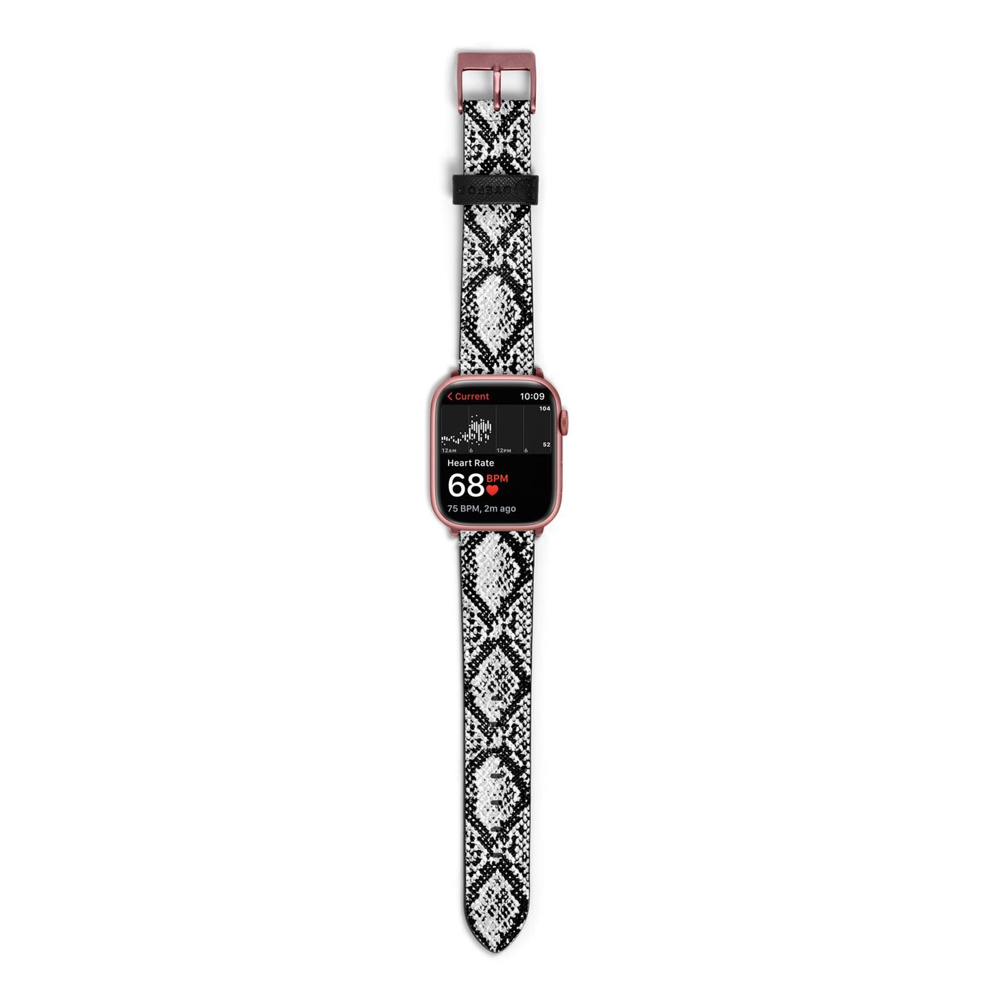 Black Snakeskin Apple Watch Strap Size 38mm with Rose Gold Hardware