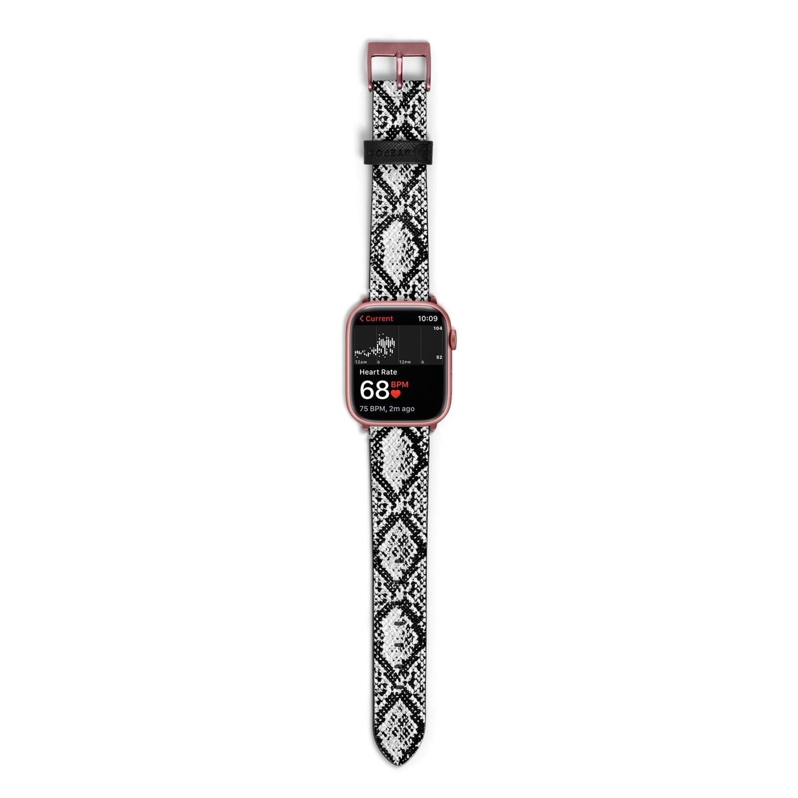 Black Snakeskin Apple Watch Strap Size 38mm with Rose Gold Hardware