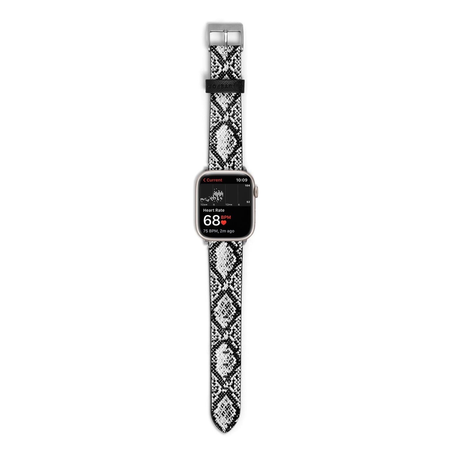 Black Snakeskin Apple Watch Strap Size 38mm with Silver Hardware