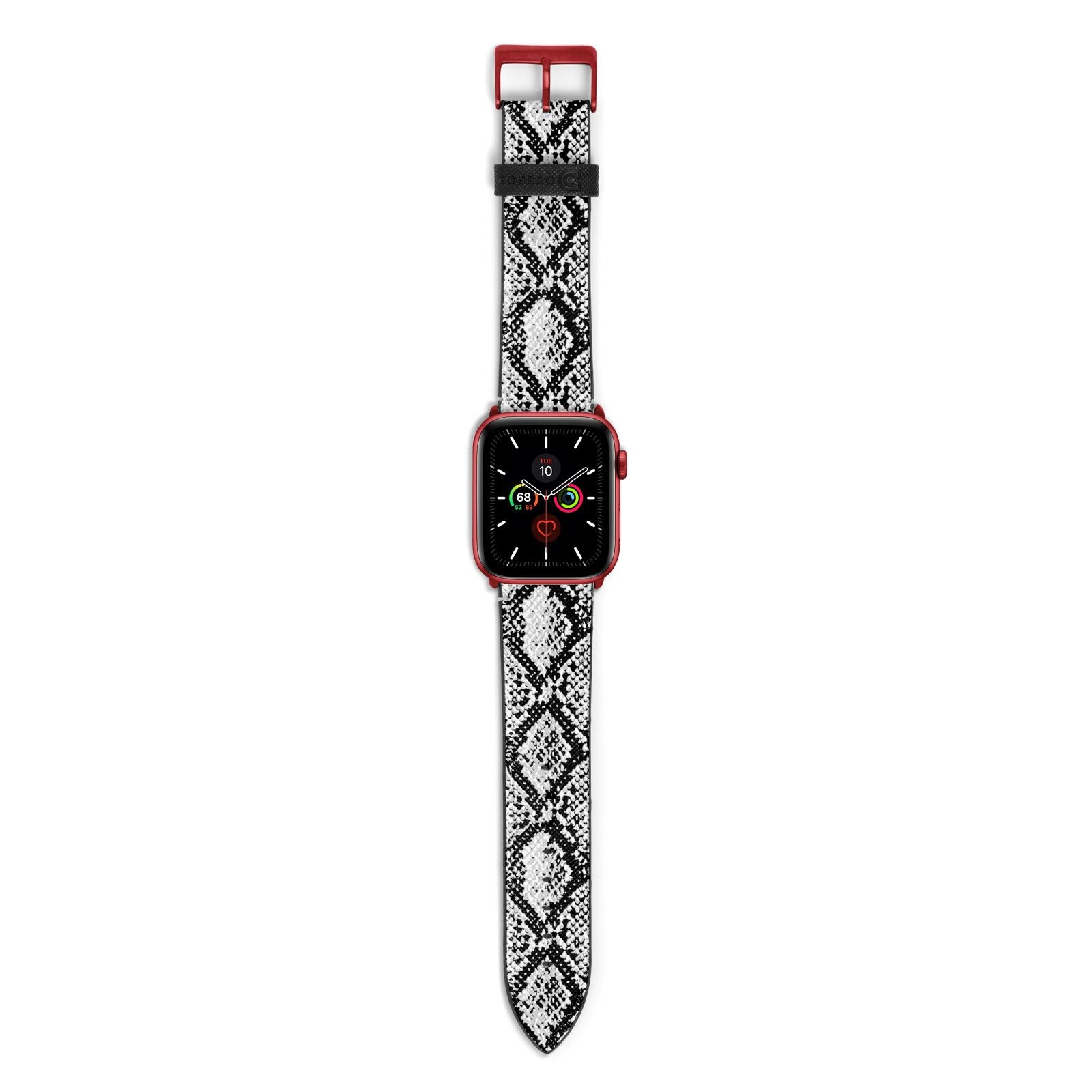 Black Snakeskin Apple Watch Strap with Red Hardware