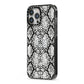 Black Snakeskin iPhone 13 Pro Max Black Impact Case Side Angle on Silver phone