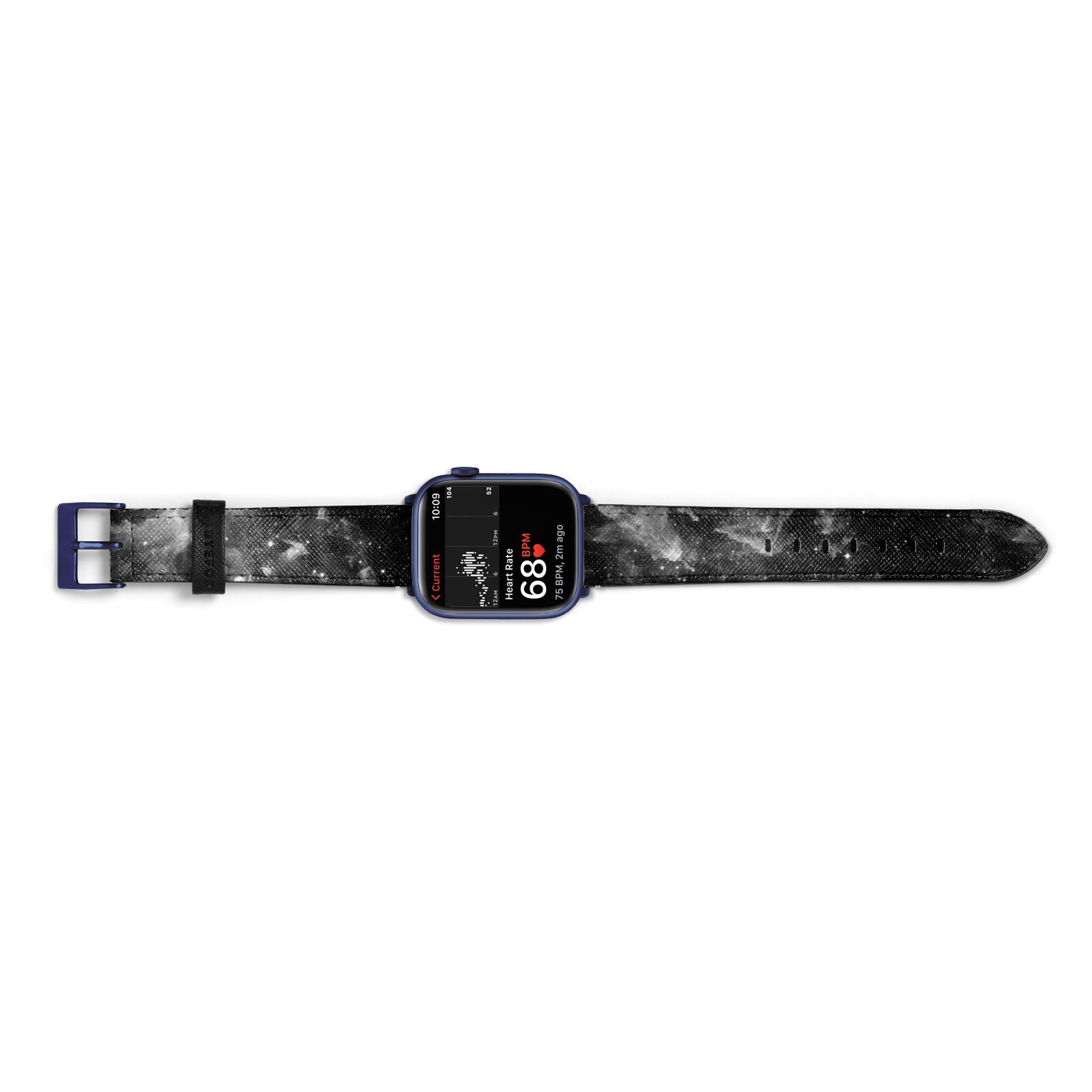 Black Space Apple Watch Strap Size 38mm Landscape Image Blue Hardware