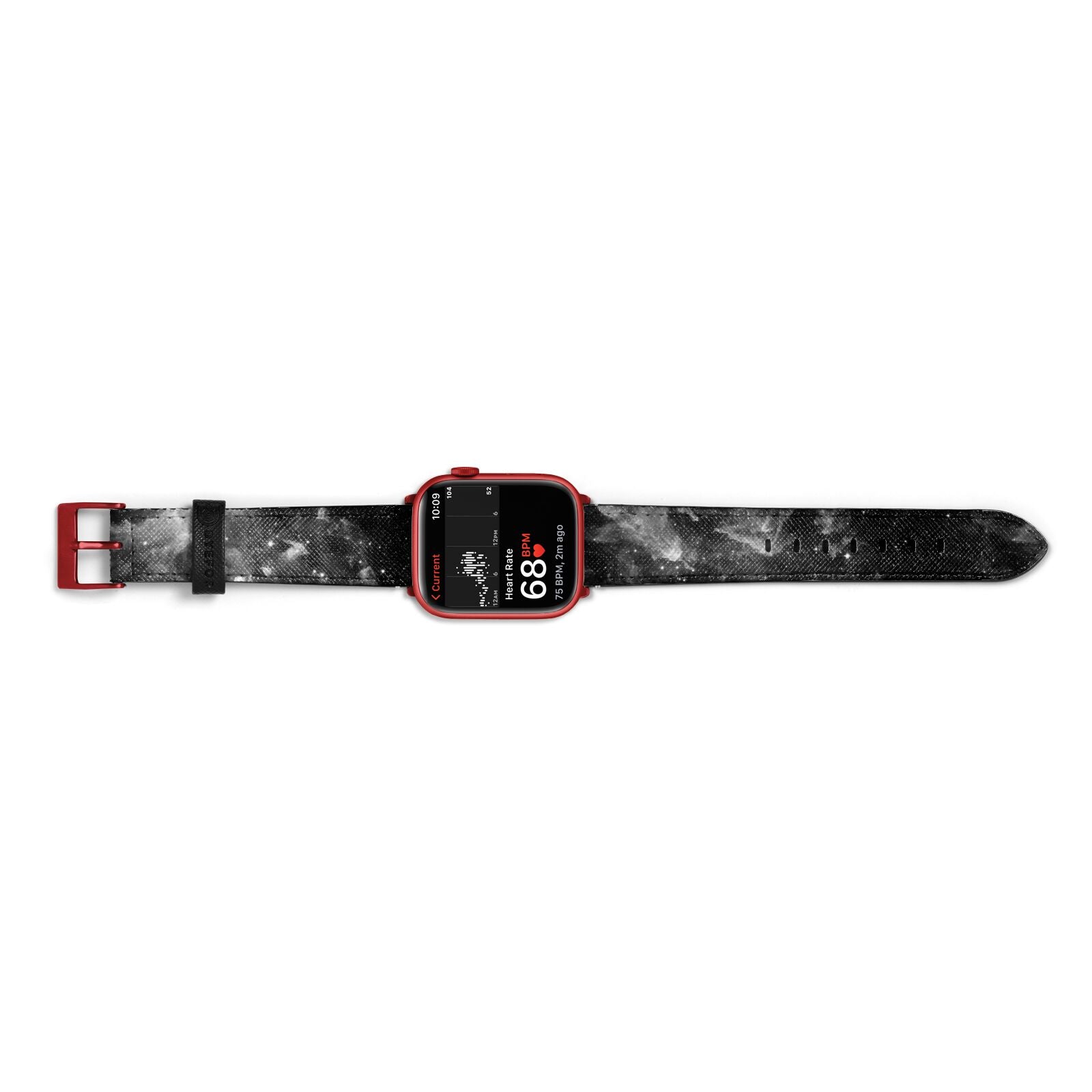 Black Space Apple Watch Strap Size 38mm Landscape Image Red Hardware