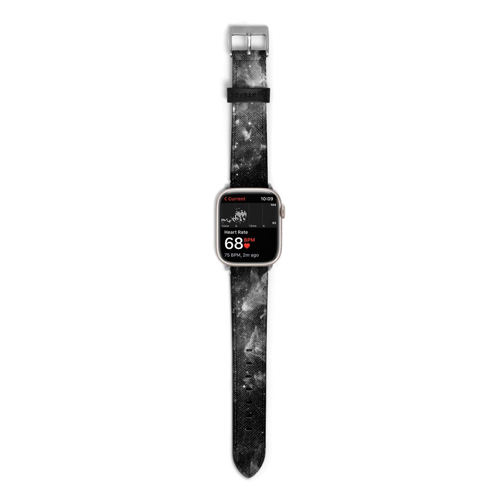 Black Space Apple Watch Strap Size 38mm with Silver Hardware