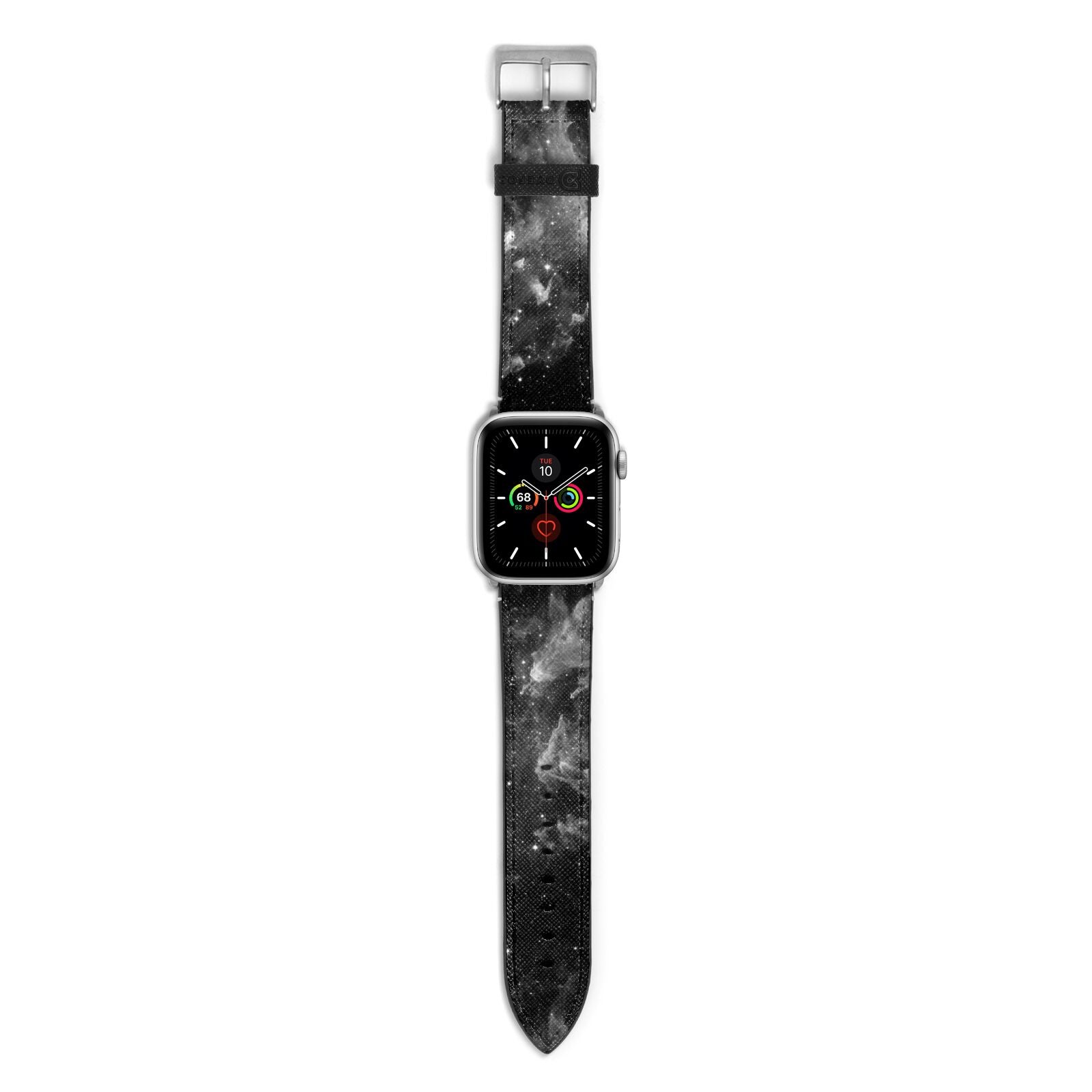 Black Space Apple Watch Strap with Silver Hardware