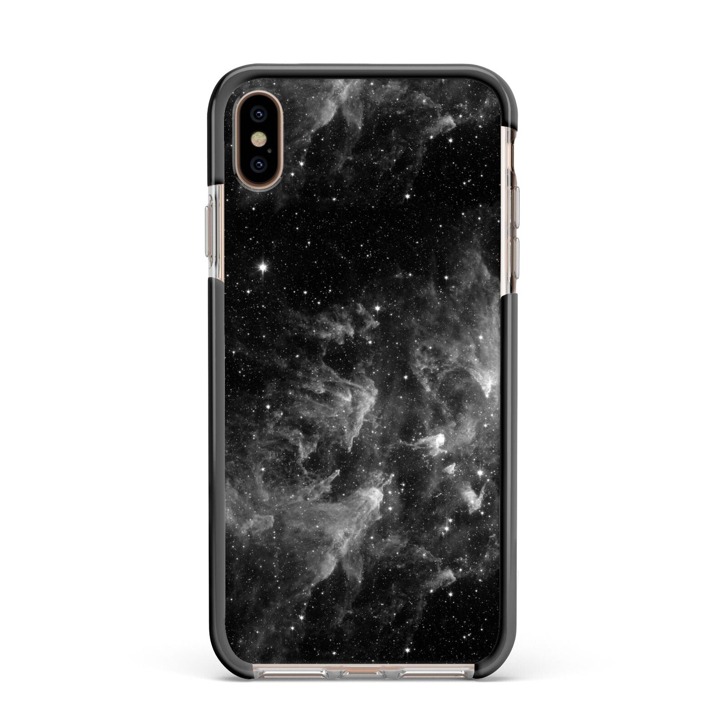 Black Space Apple iPhone Xs Max Impact Case Black Edge on Gold Phone