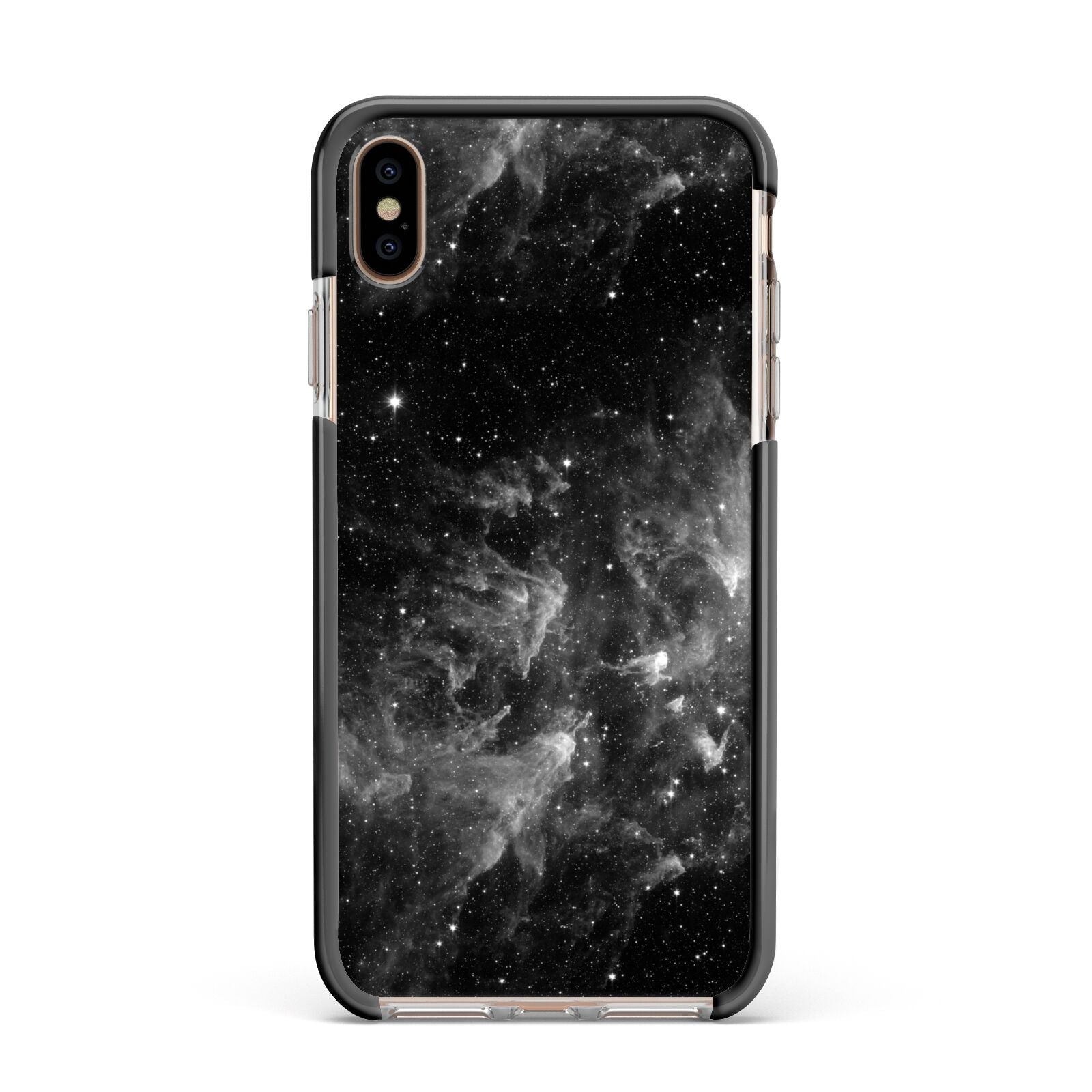 Black Space Apple iPhone Xs Max Impact Case Black Edge on Gold Phone