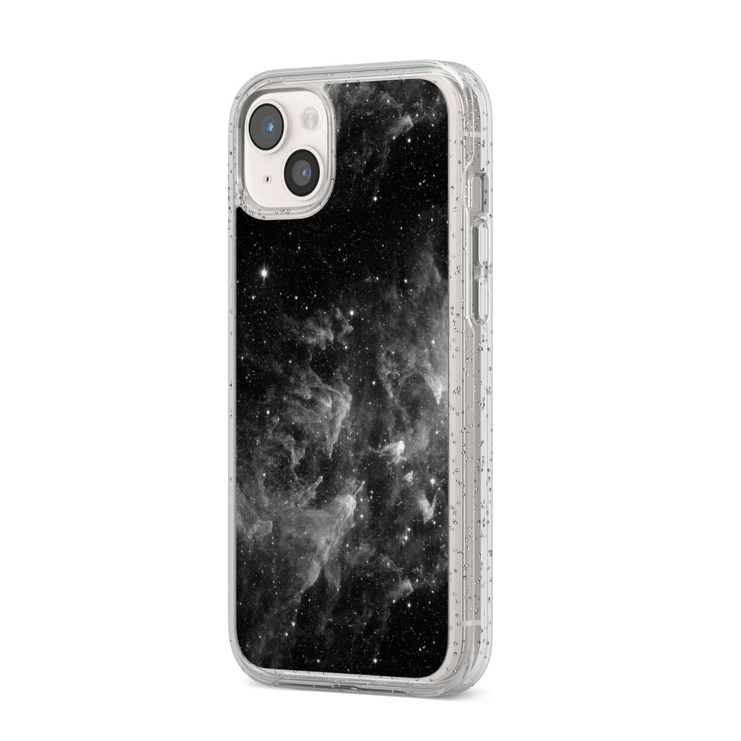 Black Space iPhone 14 Plus Glitter Tough Case Starlight Angled Image