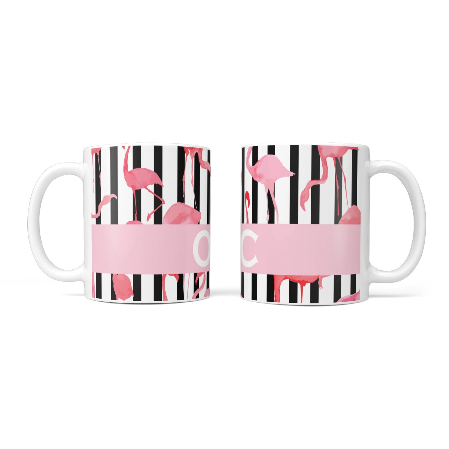 Black Striped Flamingo 10oz Mug Alternative Image 3