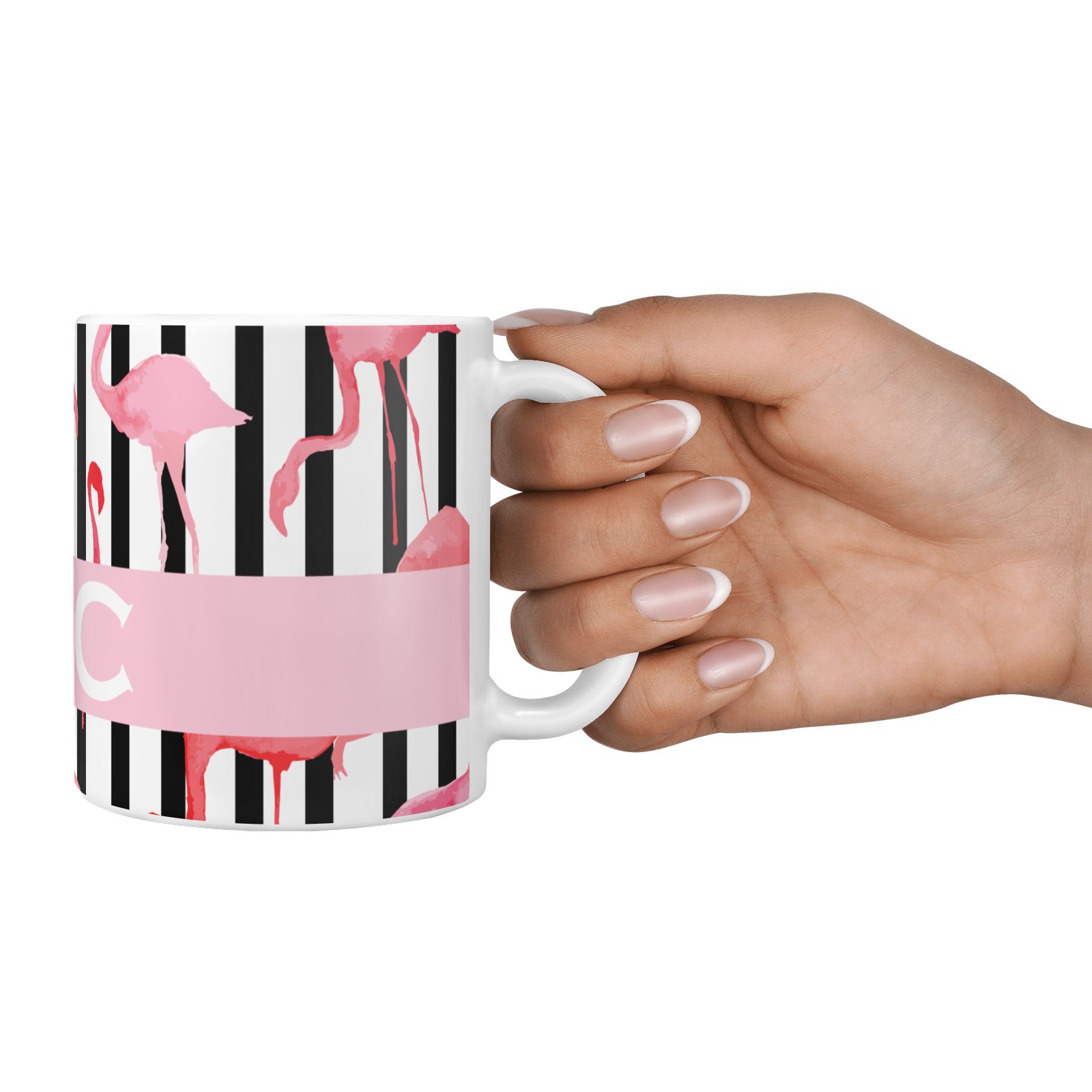 Black Striped Flamingo 10oz Mug Alternative Image 4