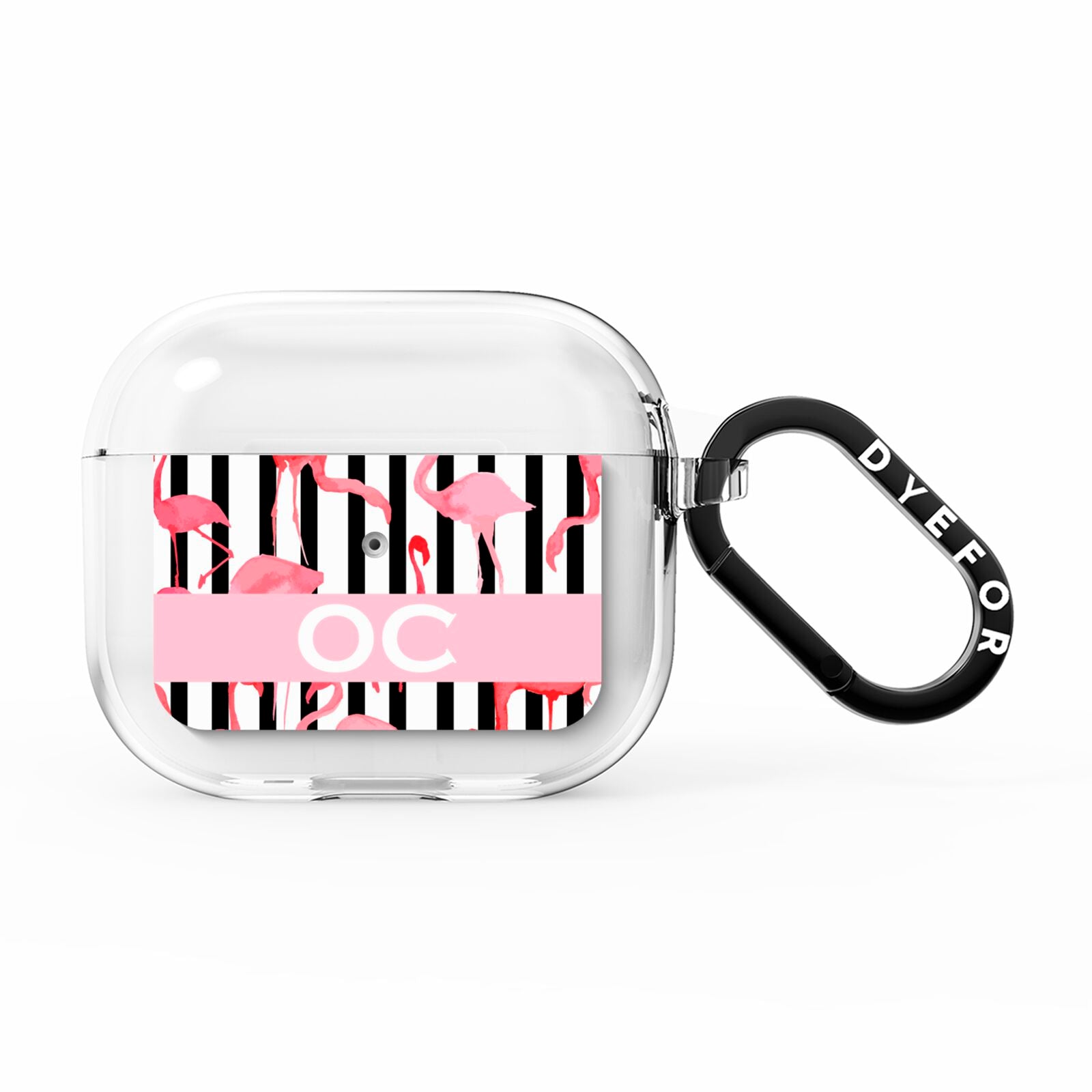 Black Striped Flamingo AirPods Clear Case 3rd Gen