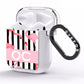 Black Striped Flamingo AirPods Clear Case Side Image