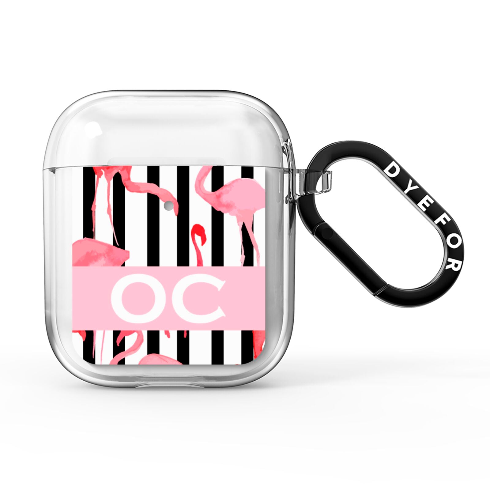 Black Striped Flamingo AirPods Clear Case
