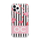 Black Striped Flamingo Apple iPhone 11 Pro in Silver with Bumper Case