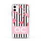 Black Striped Flamingo Apple iPhone 11 in White with White Impact Case